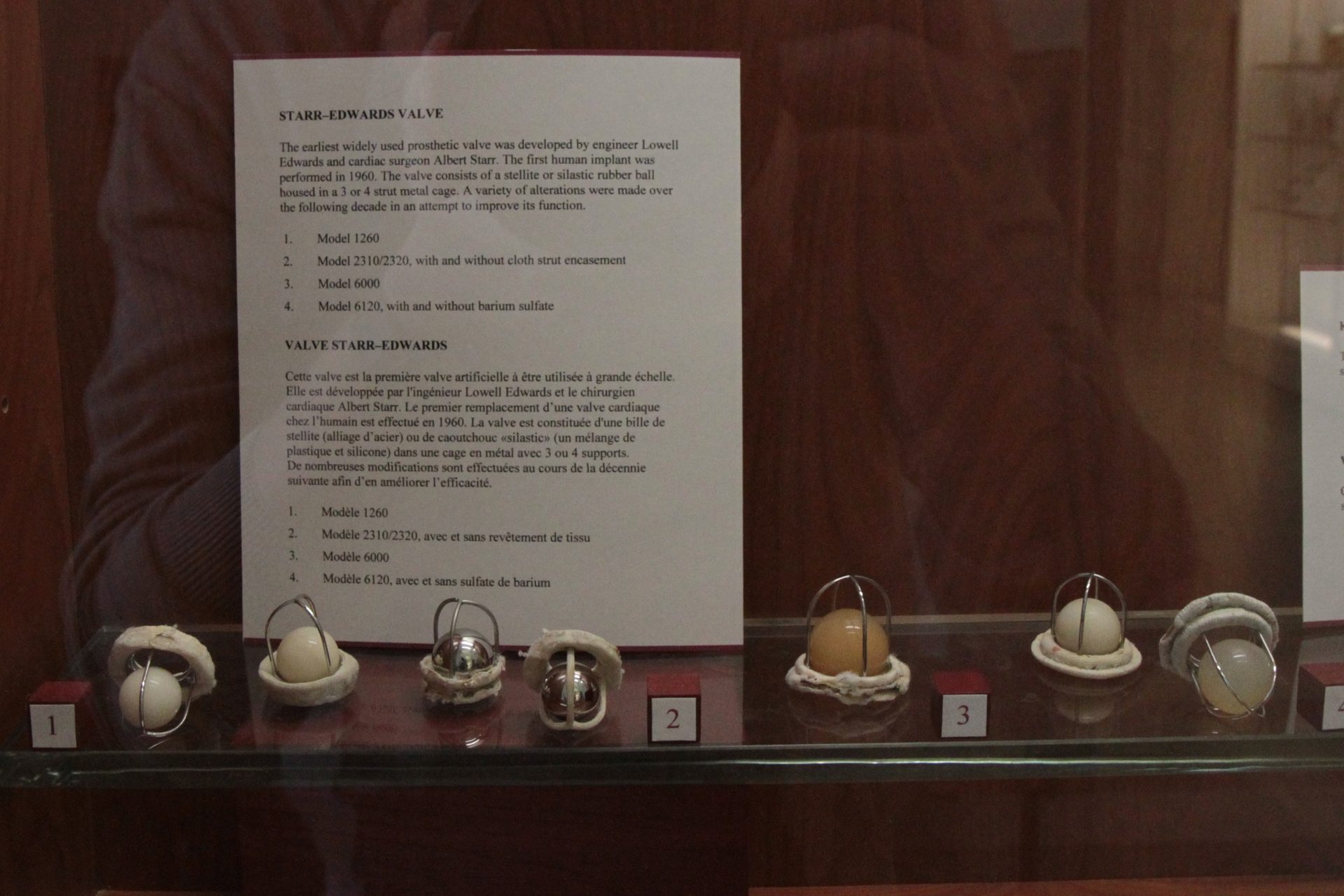 Starr-Edwards prosthetic heart valves, Maude Abbott Medical Museum, Stratchona Building, McGill University, Montreal - 02.JPG